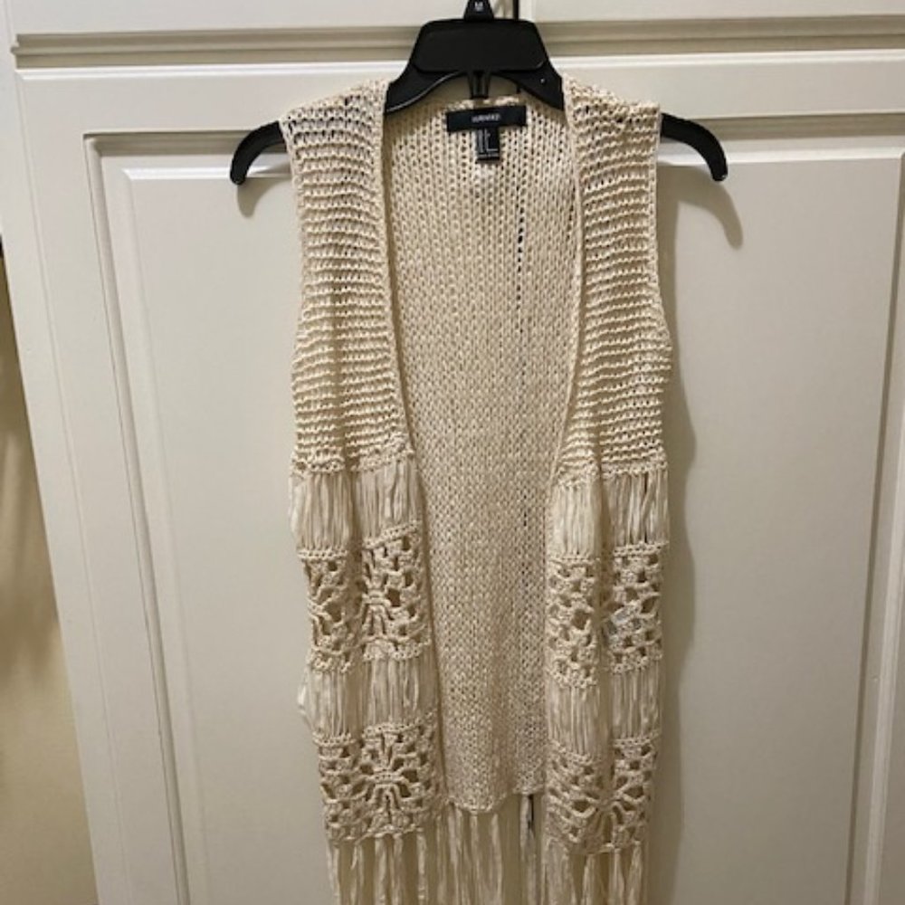 Forever 21 Cream Macrame Vest, Small